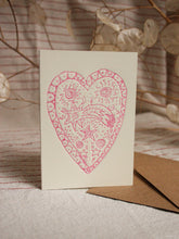 Load image into Gallery viewer, With Love Pink Heart Embossed Card A7