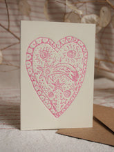 Load image into Gallery viewer, With Love Pink Heart Embossed Card A7