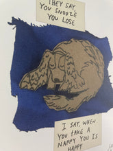 Load image into Gallery viewer, You Snooze You Lose Funny Dog Art Print | Nap Quote Wall Art | Illustrated Collage Print
