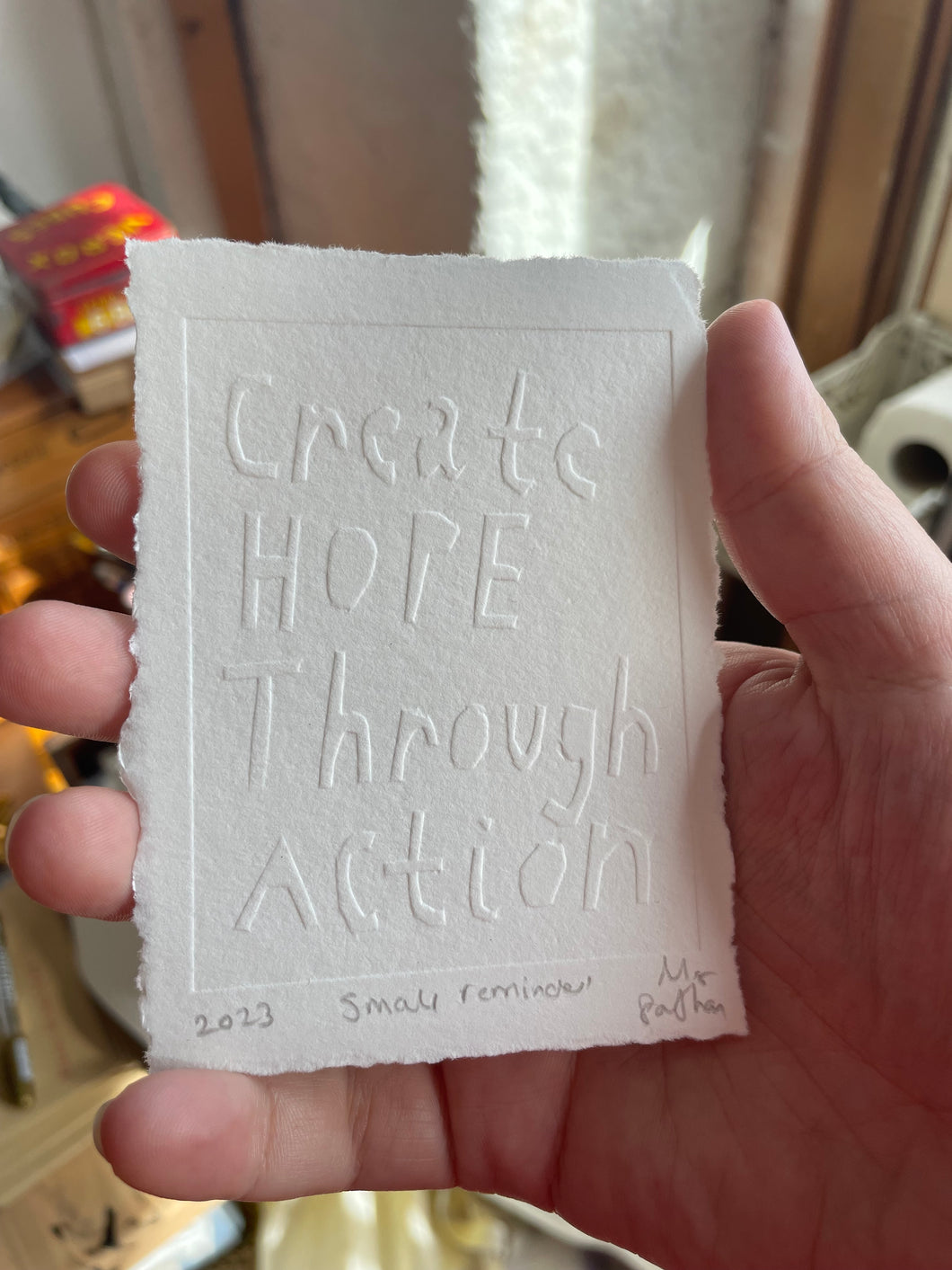 Create hope through action embossing A7
