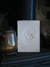 Load image into Gallery viewer, Limited Edition Moon and Stars Embossing with Tin on handmade paper
