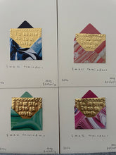 Load image into Gallery viewer, To be seen is to be loved - original tin embossing and marbled envelope artwork
