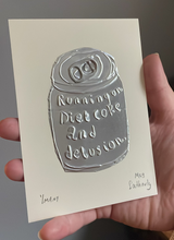 Load image into Gallery viewer, Running on Diet Coke and delusion silver tin embossing 10cm x 15cm
