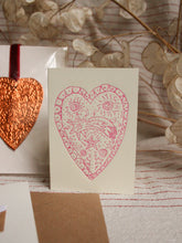 Load image into Gallery viewer, With Love Pink Heart Embossed Card A7
