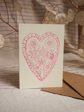 Load image into Gallery viewer, With Love Pink Heart Embossed Card A7
