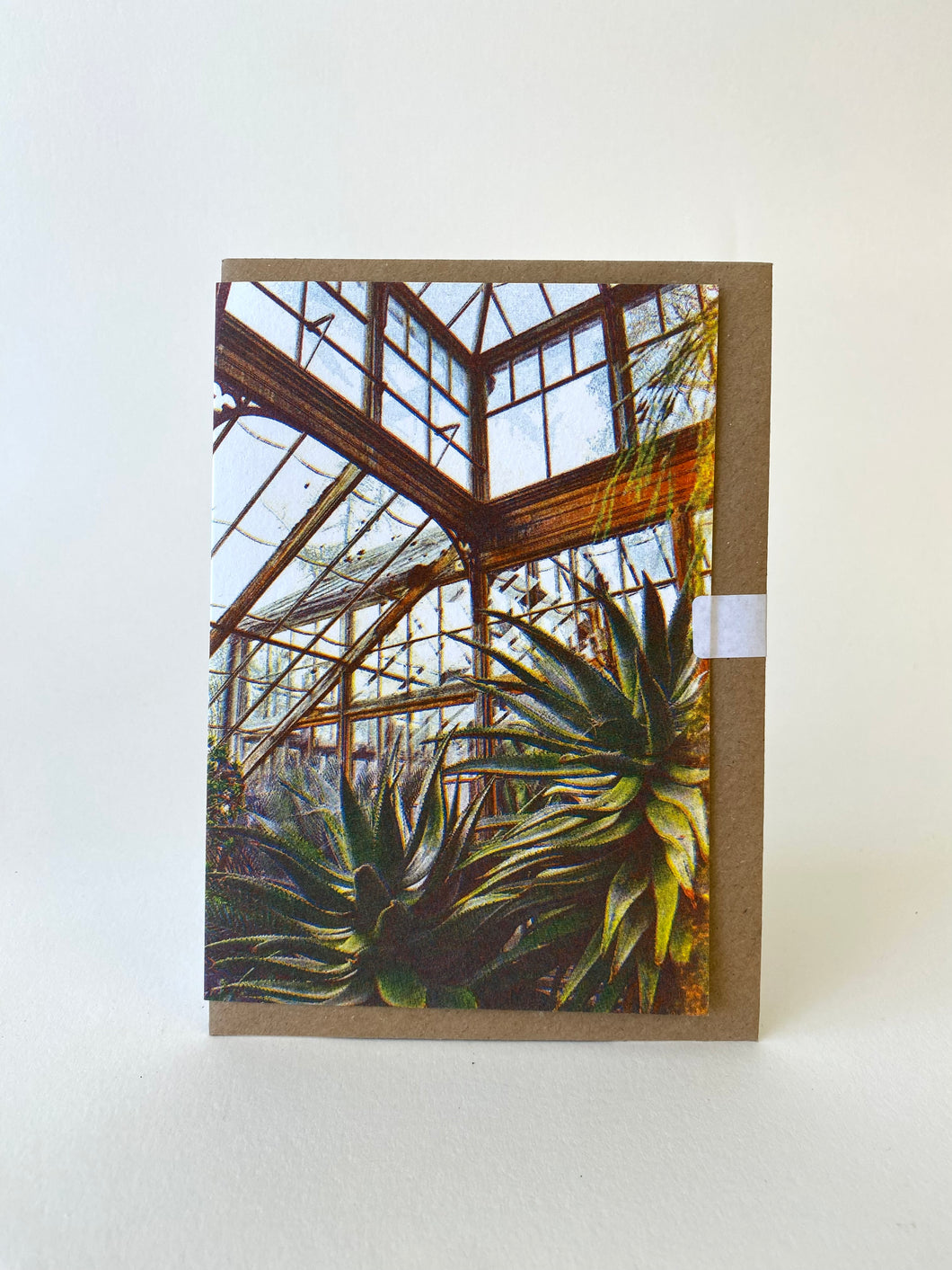 Glasshouse Interior Risograph Greetings Card A6