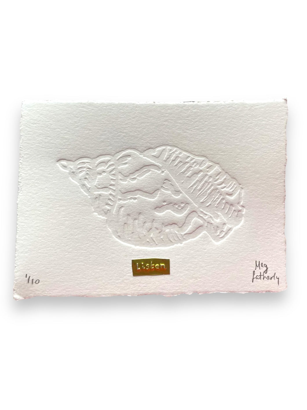 Limited Edition Conch Listen Shell Embossing with Listen Brass detail 10cm x 15cm (A6)