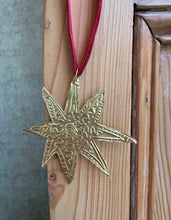 Load image into Gallery viewer, Hand Embossed Moon, Shooting Star and Star Tin Ornaments Trio
