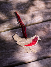 Load image into Gallery viewer, Gold Embossed Robin Ornament
