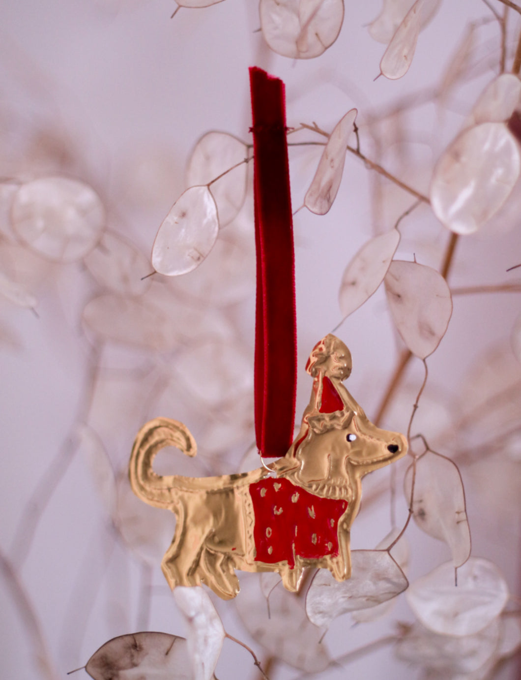 Gold Embossed Christmas Dog Ornament