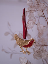 Load image into Gallery viewer, Gold Embossed Robin Ornament
