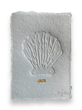 Load image into Gallery viewer, Limited Edition Shell on Blue Dusk Handmade paper with tin embossing 10cm x 14cm
