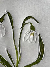 Load image into Gallery viewer, Limited Edition Snowdrop Flower of the Month Embossing, Drawing and Collage 21cm x 29cm
