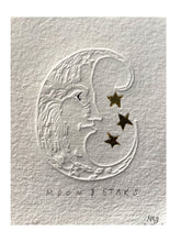 Load image into Gallery viewer, Limited Edition Moon and Stars Embossing with Tin on handmade paper
