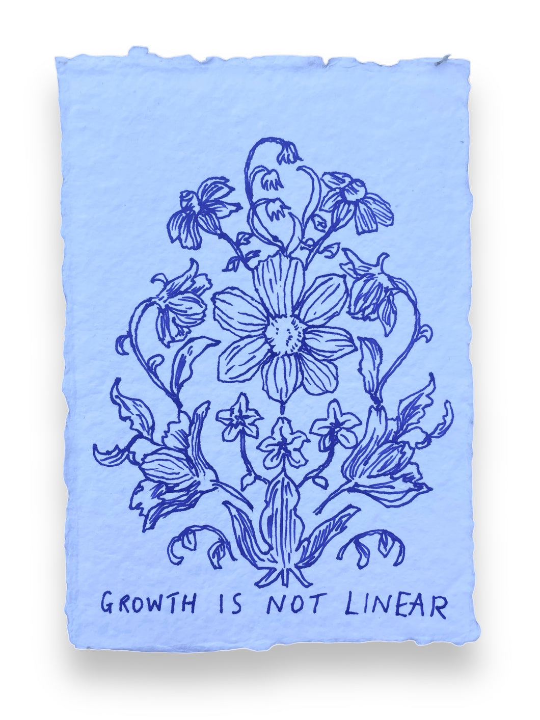 Original Ink Flower Drawing on Handmade Paper Growth is not Linear