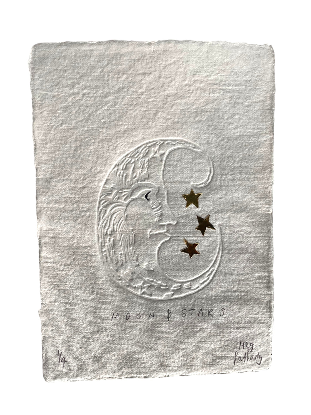 Limited Edition Moon and Stars Embossing with Tin on handmade paper