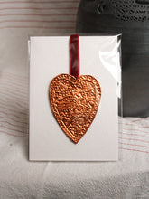 Load image into Gallery viewer, With Love Copper Heart Embossed Ornament
