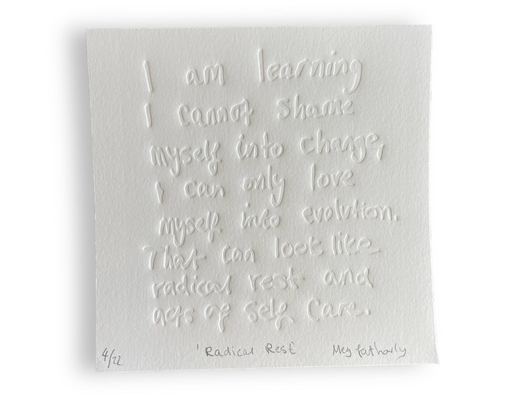 Limited Edition Radical Rest Embossing 15cm x 15cm