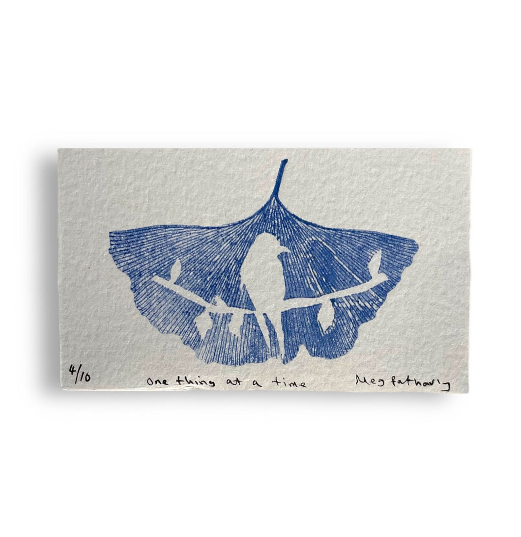 Limited Edition One Thing at a Time Monotype Gingko Leaf 9cm x 5cm