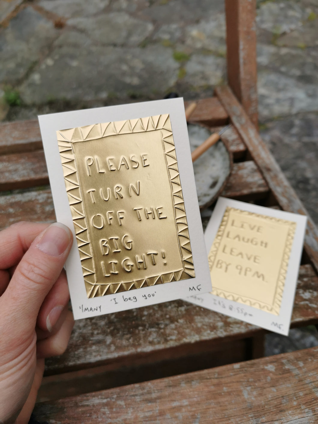 Please Turn Off the Big Light - Tin Embossing Handmade Artwork