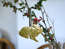 Load image into Gallery viewer, Brass Embossed and Enamel Hare Hanging Piece
