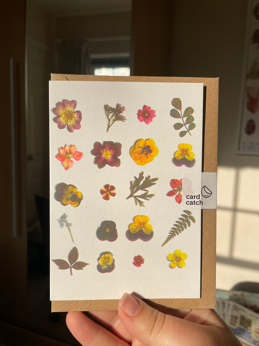 Pressed Flowers Risograph Greetings Card A6