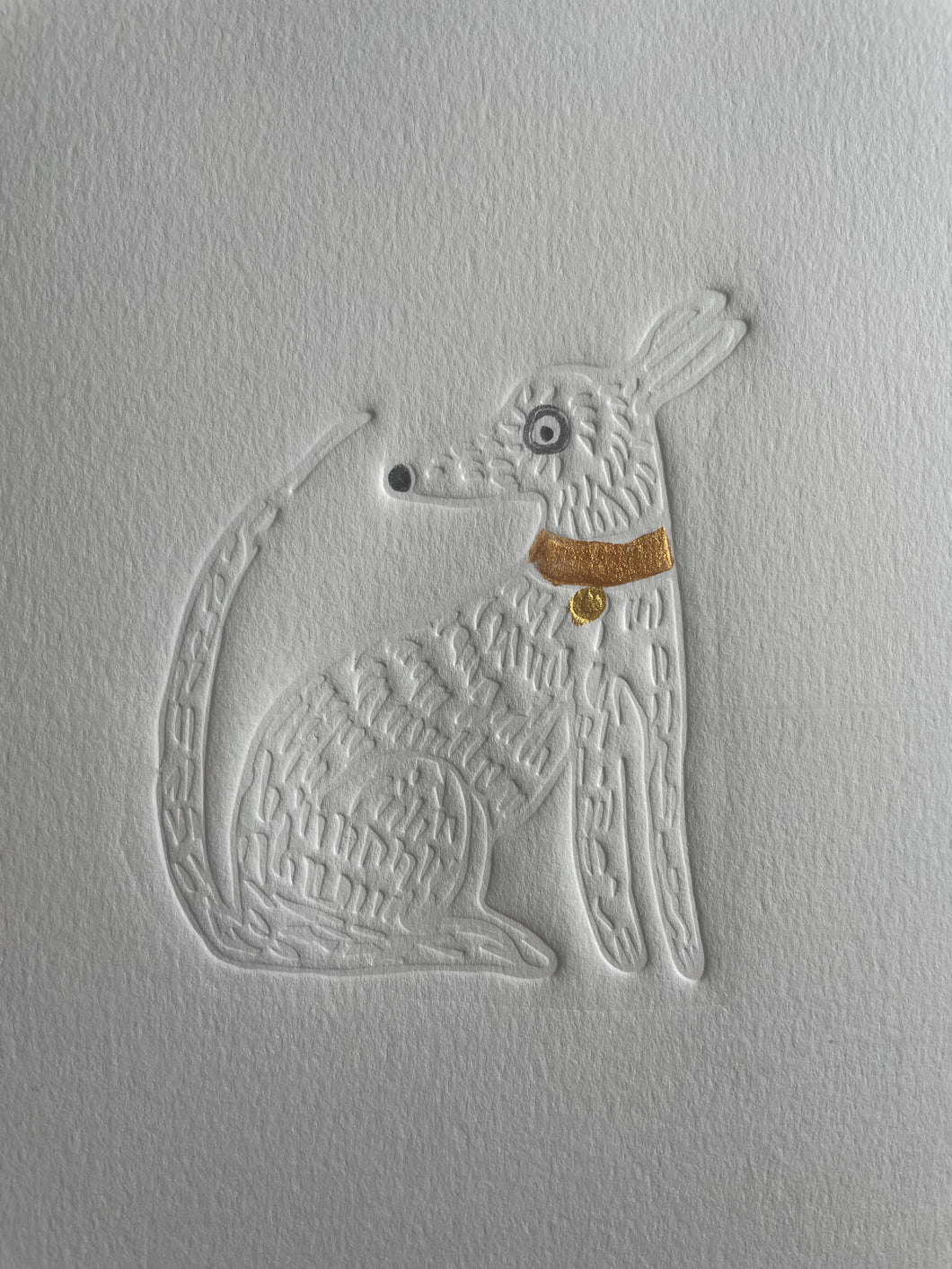 Limited Edition Sitting Dog Embossing with gold collar detail A5